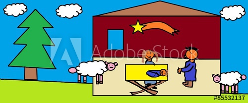 500x208 Christmas Nativity Scenes - Christmas Nativity Drawings