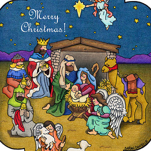 300x300 Nativity Scene Drawings Fine Art America - Christmas Nativity Drawings