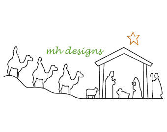340x270 Raggy Bean Stitch Christmas Nativity Applique' Design Etsy - Christmas Nativity Drawings