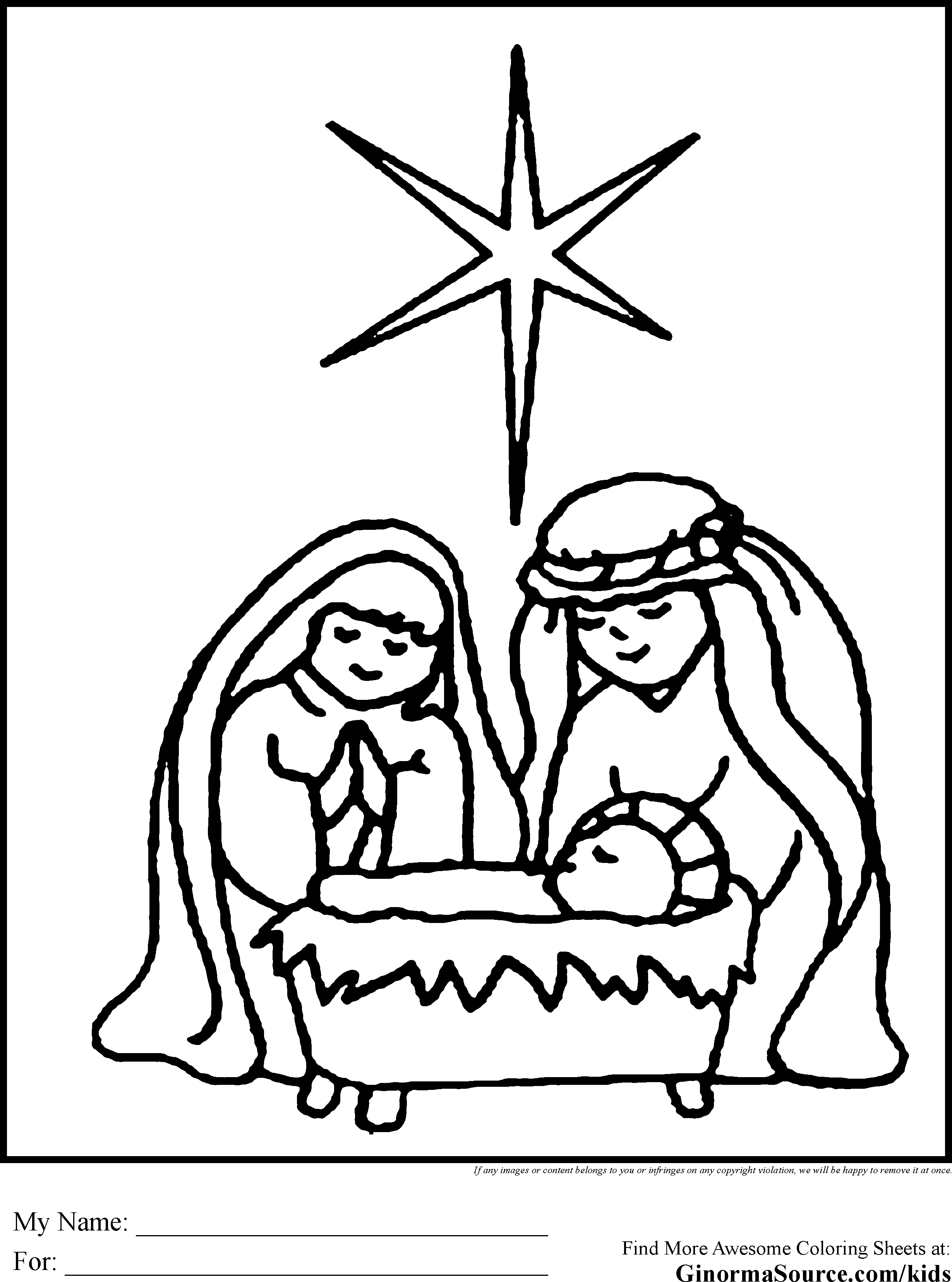 2459x3310 Coloring - Christmas Nativity Scene Drawing