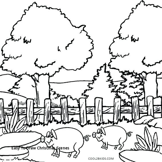 567x567 Easy To Draw Christmas Scenes Made - Christmas Nativity Scene Drawing