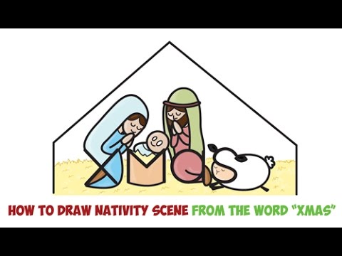 480x360 How To Draw A Nativity Scene Easy Step - Christmas Nativity Scene Drawing