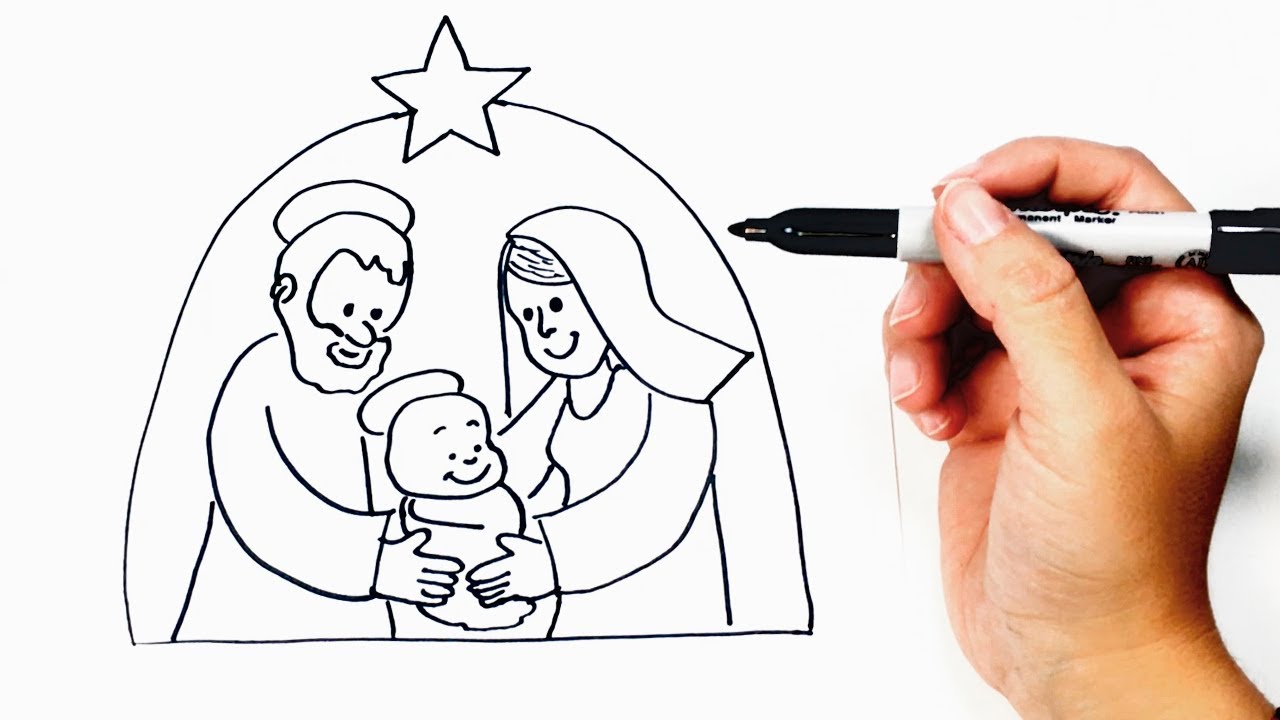 1280x720 How To Draw A Nativity Scene Step - Christmas Nativity Scene Drawing