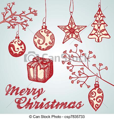 450x470 christmas ornament sketches set of hand drawn christmas holiday - Christmas Ornament Drawing