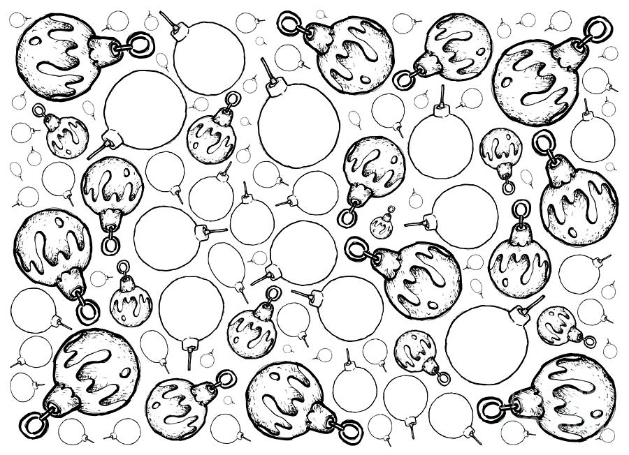 900x652 hand drawn of lovely christmas ornaments background drawing - Christmas Ornament Drawing