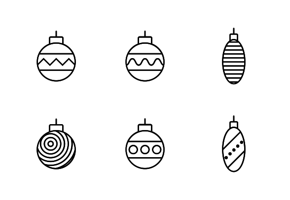 588x406 christmas ornaments thin line vector set icons - Christmas Ornament Line Drawing