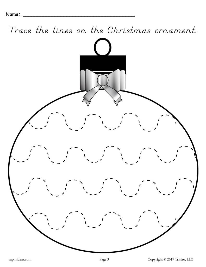 791x1024 free printable christmas ornament line tracing worksheets! supplyme - Christmas Ornament Line Drawing