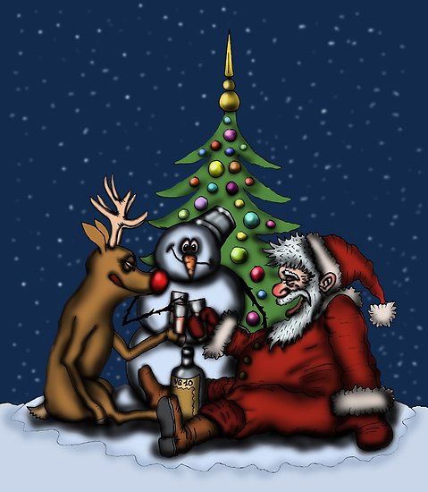 479x550 Funny Christmas Drinking Party Drawing Posters - Christmas Party Drawing