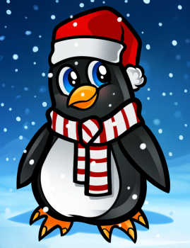 269x350 How To Draw A Christmas Penguin, Step - Christmas Penguin Drawing