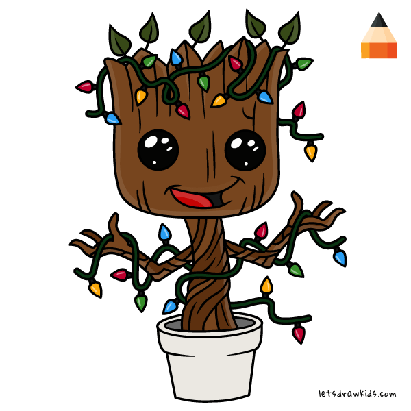 600x600 how to draw baby groot for christmas - Christmas Pics Drawing
