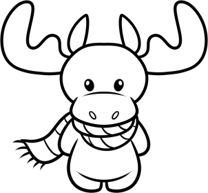 302x280 drawing printout how to draw a christmas moose - Christmas Pictures Drawing