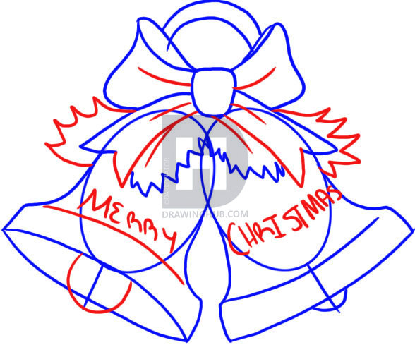 588x489 How To Draw Christmas Bells, Step - Christmas Pictures Drawing