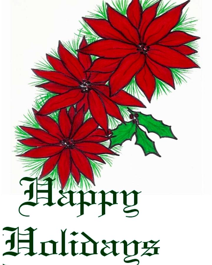720x900 Christmas Poinsettias Drawing - Christmas Poinsettia Drawing