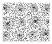 180x155 Hand Drawn Of Christmas Poinsettia Flowers With Candy Cane Drawing - Christmas Poinsettia Drawing