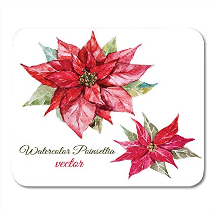 425x425 Nakamela Mouse Pads Colorful Floral Watercolor - Christmas Poinsettia Drawing