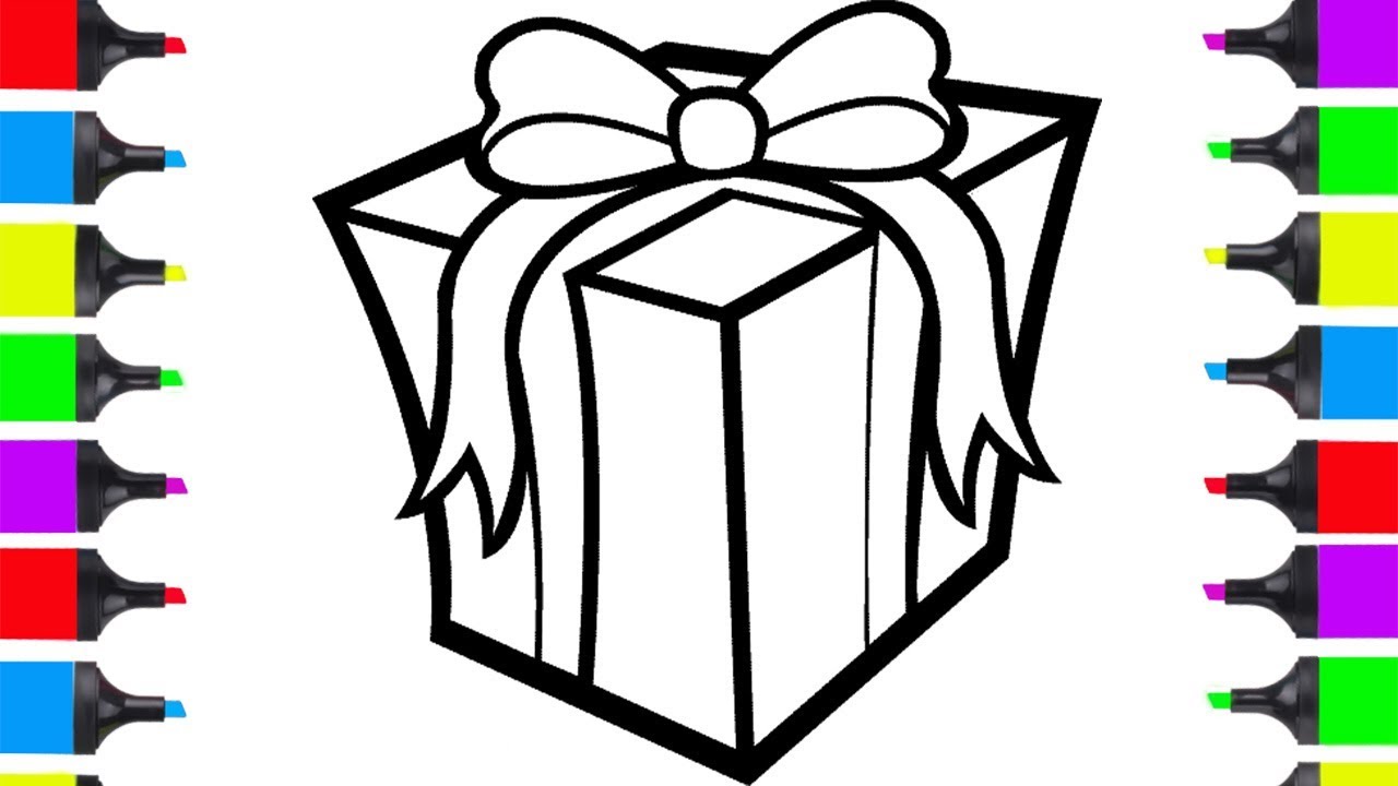 1280x720 how to draw christmas present easy coloring pages for children - Christmas Present Drawing