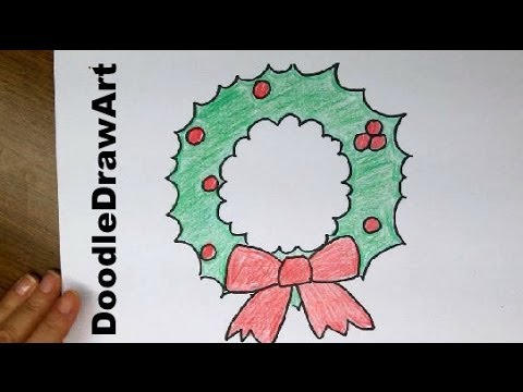 480x360 Drawing How To Draw A Super Easy Cartoon Christmas Wreath - Christmas Reef Drawing