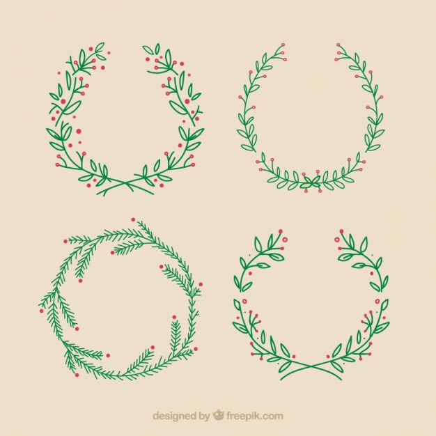 626x626 hand drawn christmas wreaths beautiful vector free download - Christmas Reef Drawing