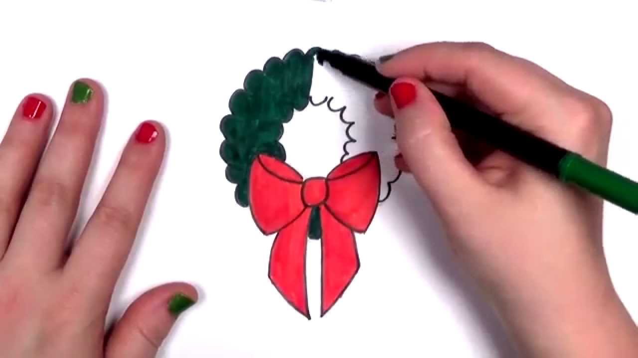 1280x720 How To Draw A Cartoon Christmas Wreath Cc - Christmas Reef Drawing