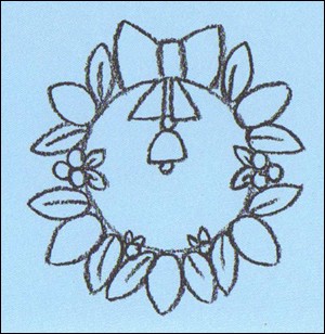 300x308 How To Draw Christmas Wreath - Christmas Reef Drawing