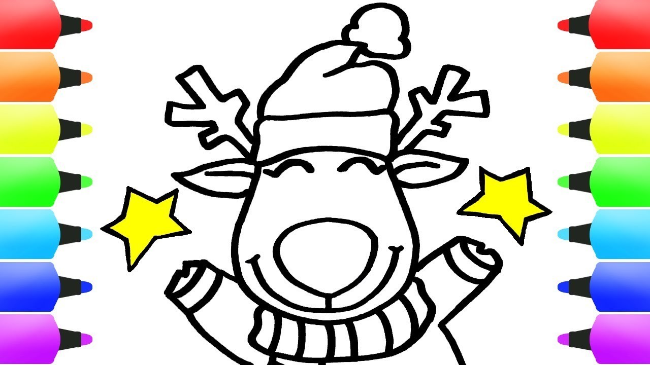 1280x720 How To Draw Christmas Stuff For Kids! Christmas Reindeer Xmas - Christmas Reindeer Drawing