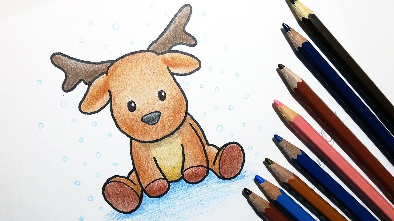 1280x720 How To Draw A Cute Cartoon Reindeer - Christmas Reindeer Drawing