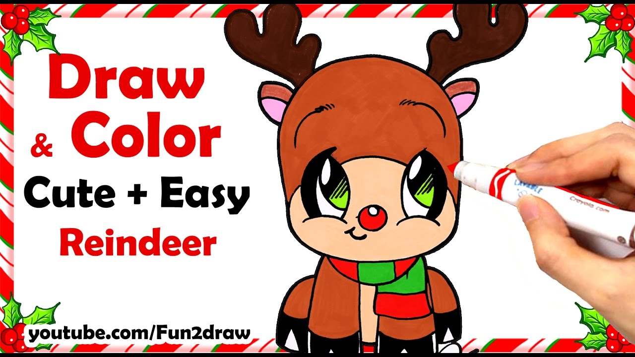 1280x720 How To Draw A Reindeer Cute + Easy - Christmas Reindeer Drawing