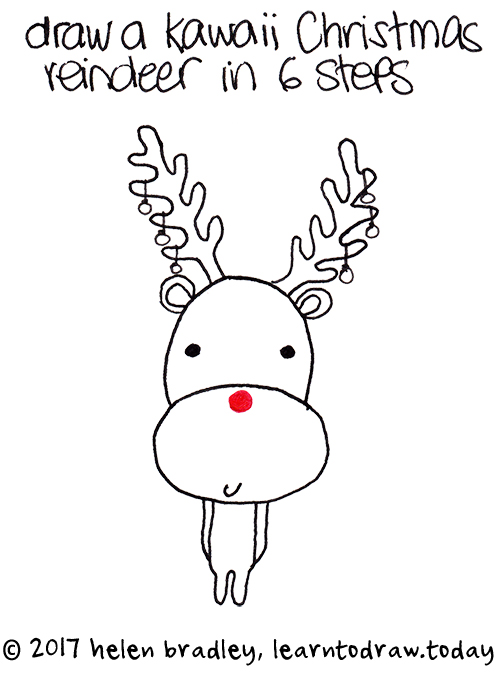 500x686 Kawaii Xmas Reindeer Learn To Draw - Christmas Reindeer Drawing