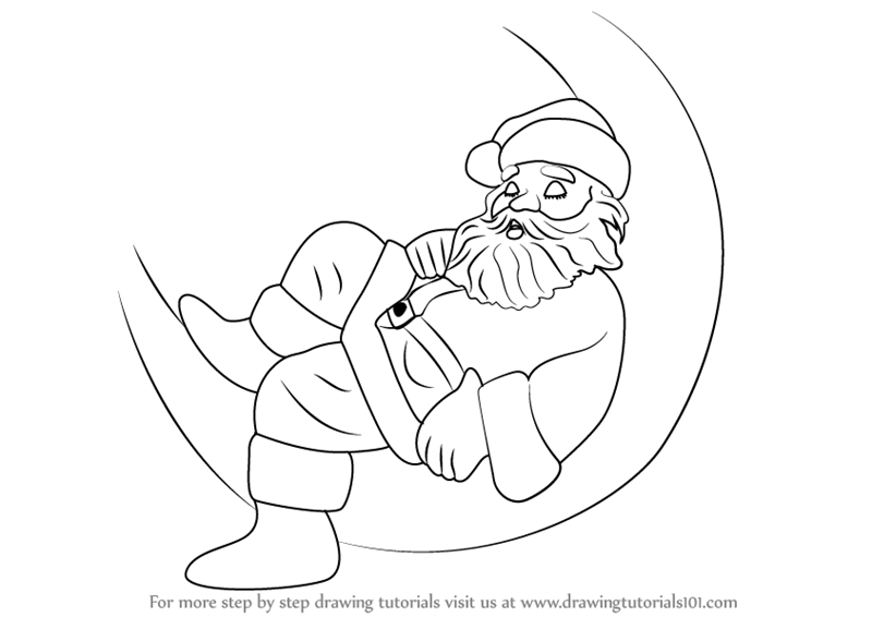 800x566 Learn How To Draw A Santa On Moon - Christmas Santa Drawing