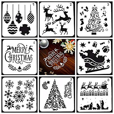 466x466 Life Christmas Series Plastic Stencils Set With Merry - Christmas Santa Drawing