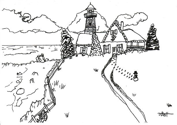 614x434 Drawing Christmas Cards In Pen And Ink - Christmas Scene Drawing