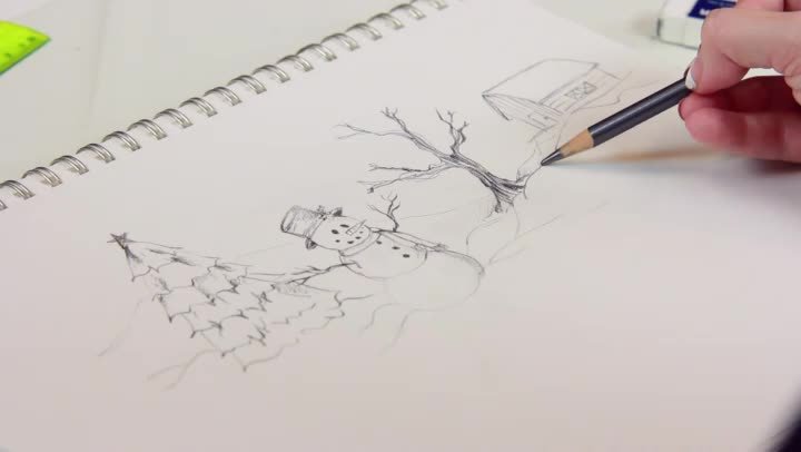 720x406 How To Draw A Simple Christmas Scene - Christmas Scene Drawing