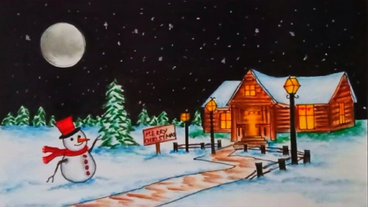 Christmas Scene Drawing at PaintingValley.com | Explore collection of