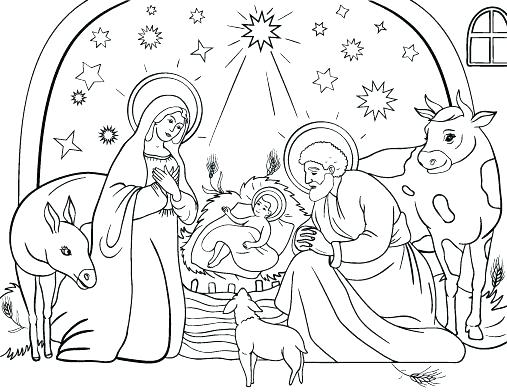 507x392 Extraordinary Design Nativity Scene Coloring Pages Gorgeous Ideas - Christmas Scene Drawing Ideas
