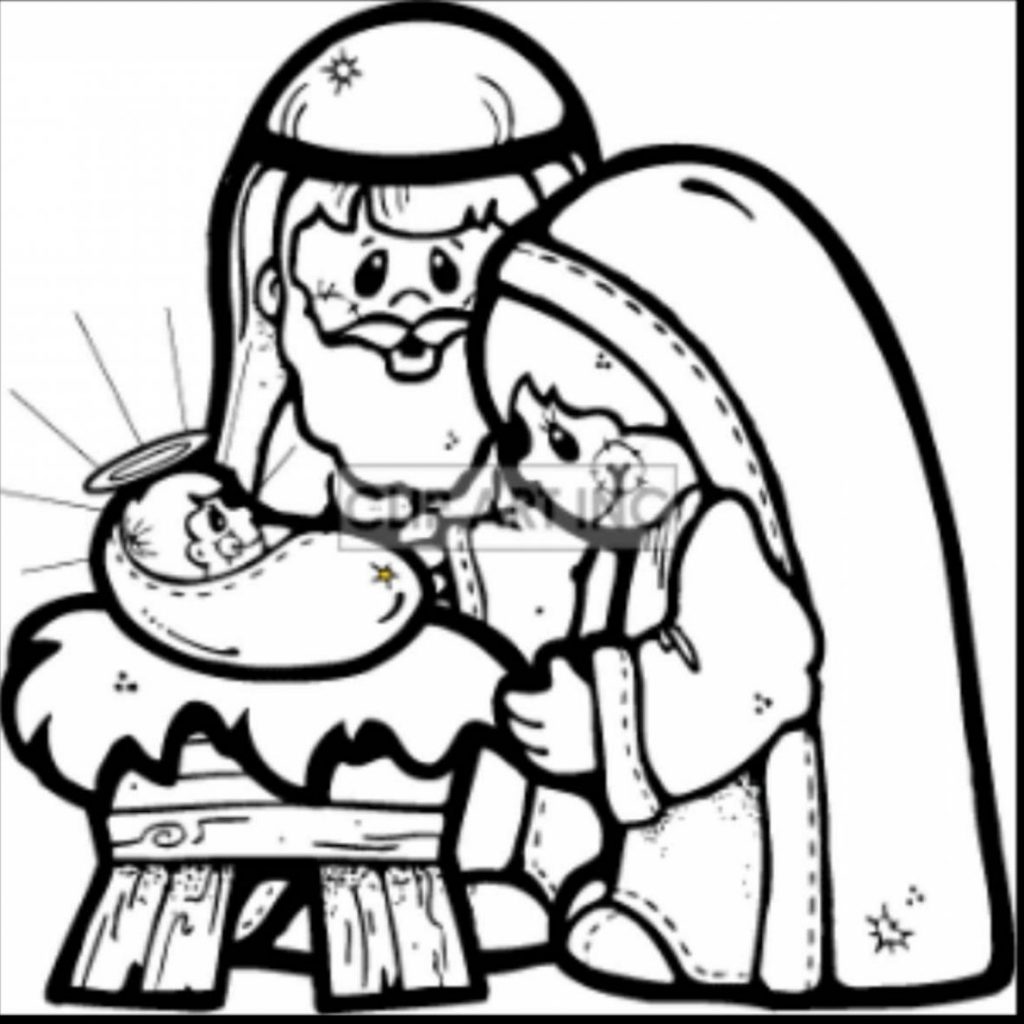 1024x1024 Simple Christmas Free Printable Nativity Coloring Pages Kids - Christmas Scene Drawing Ideas