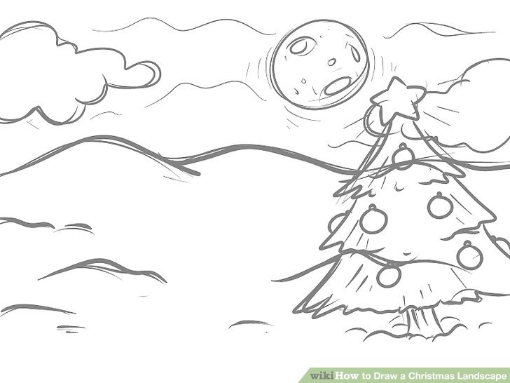 728x546 How To Draw A Christmas Present Step Santa Drawing For Kids - Christmas Scene Drawing Ideas