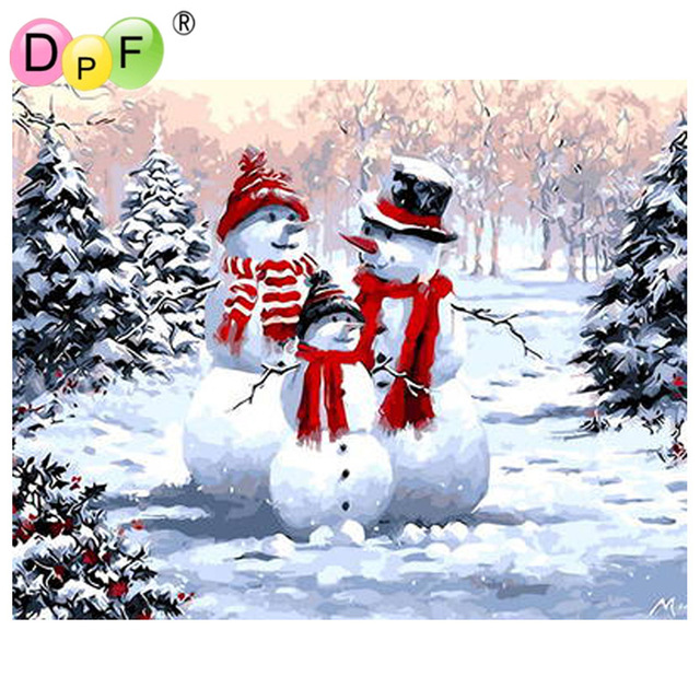 640x640 Dpf Christmas Snowman Diy Painting Digital - Christmas Snowman Drawing