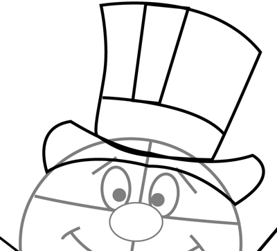 400x363 how to draw frosty the snowman step - Christmas Snowman Drawing