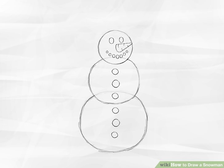 728x546 How To Draw A Snowman Steps - Christmas Snowman Drawing