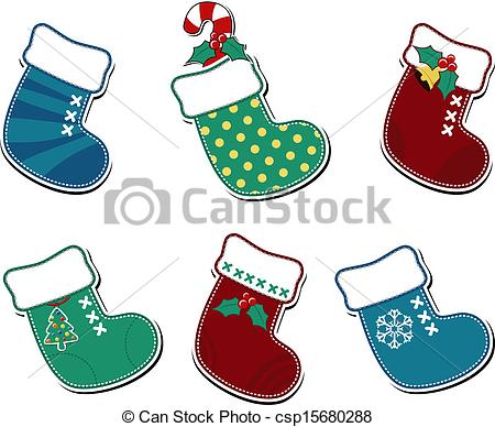 450x388 christmas socks cartoon set of six cute christmas socks isolated - Christmas Sock Drawing