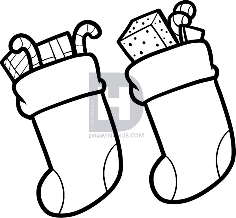 776x720 how to draw christmas stockings, christmas stockings, step - Christmas Socks Drawing