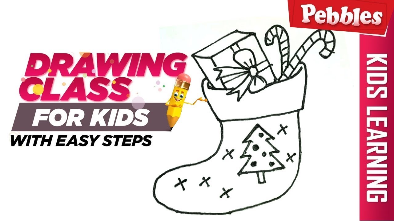 1280x720 how to draw christmas socks easy step - Christmas Socks Drawing