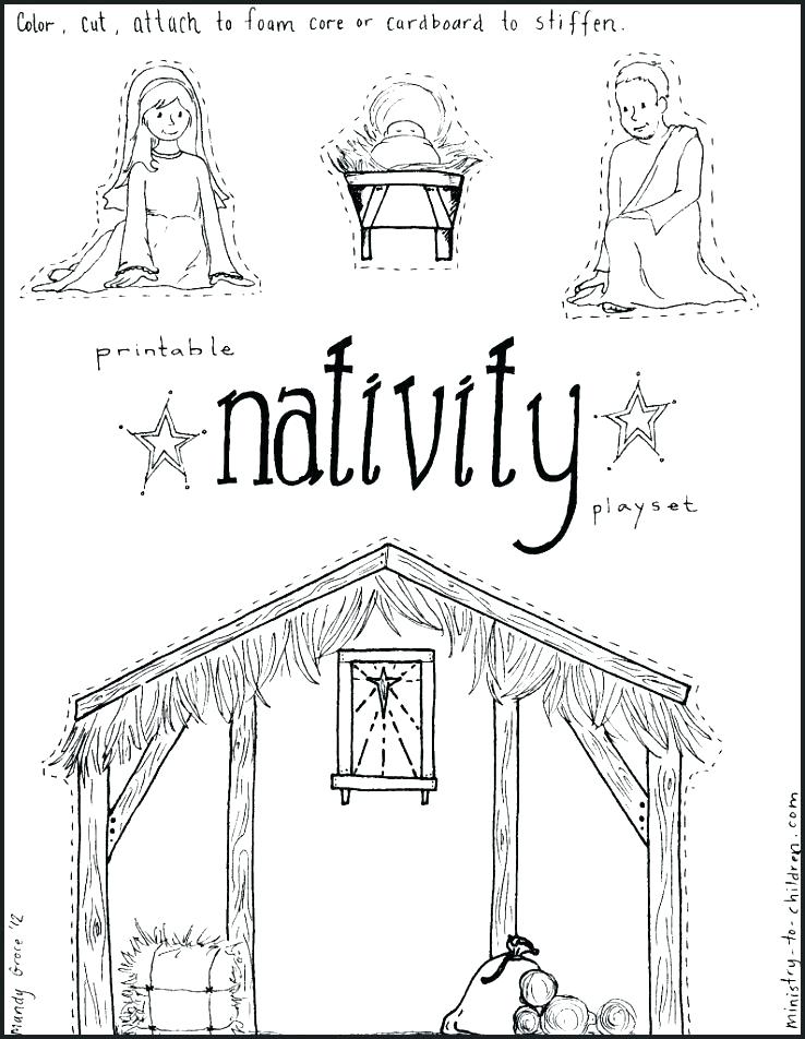 738x952 Christmas Scene Colouring Pages Manger Scene Printable Tags - Christmas Stable Drawing