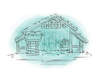 340x270 Nativity Stable Etsy - Christmas Stable Drawing