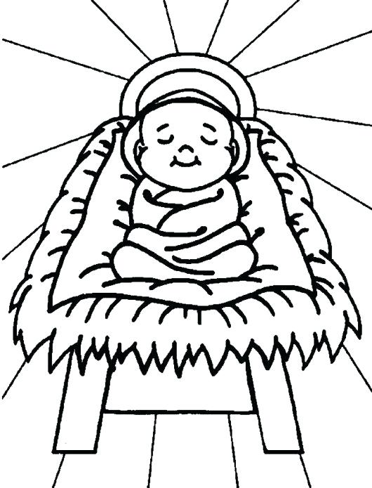 530x695 Baby Jesus In A Manger Coloring Pages Luxury Christmas Coloring - Christmas Stable Drawing