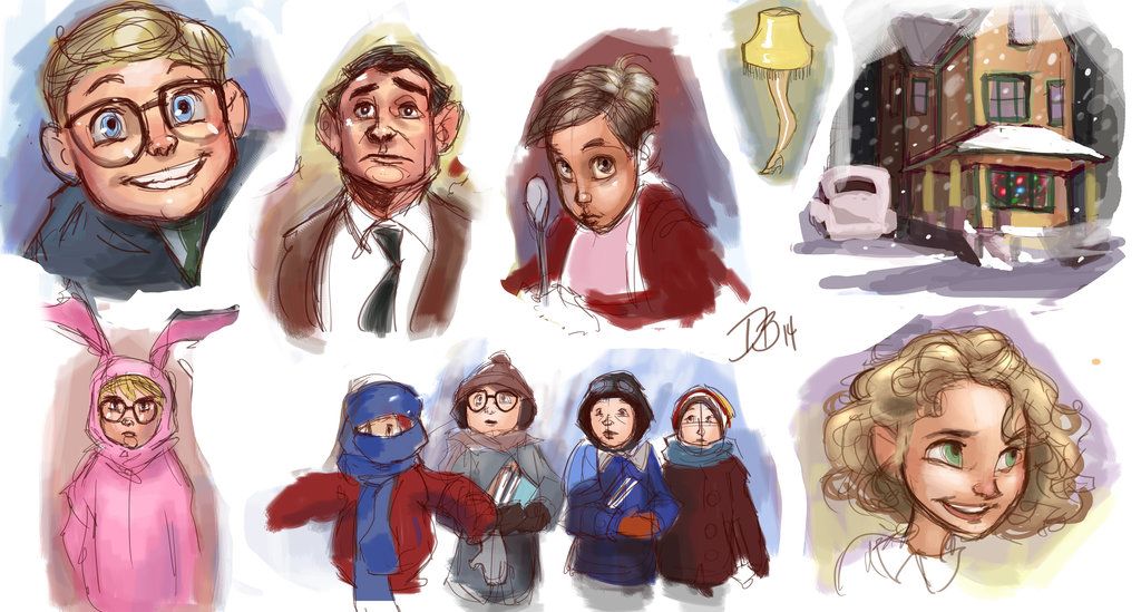 1024x549 A Christmas Story Sketches - Christmas Story Drawing