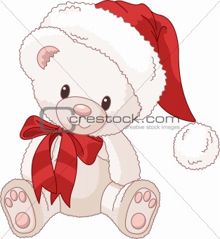 313x340 Image Cute Teddy Bear With Santa's Hat From Crestock - Christmas Teddy Bear Drawing