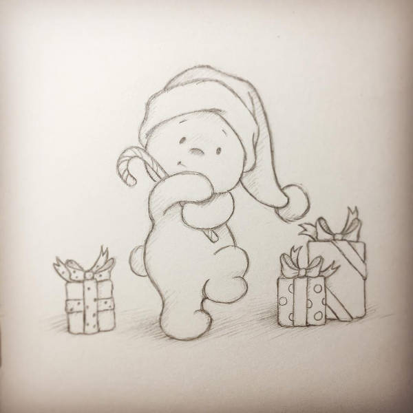 600x600 Teddy Bear Drawings - Christmas Teddy Bear Drawing