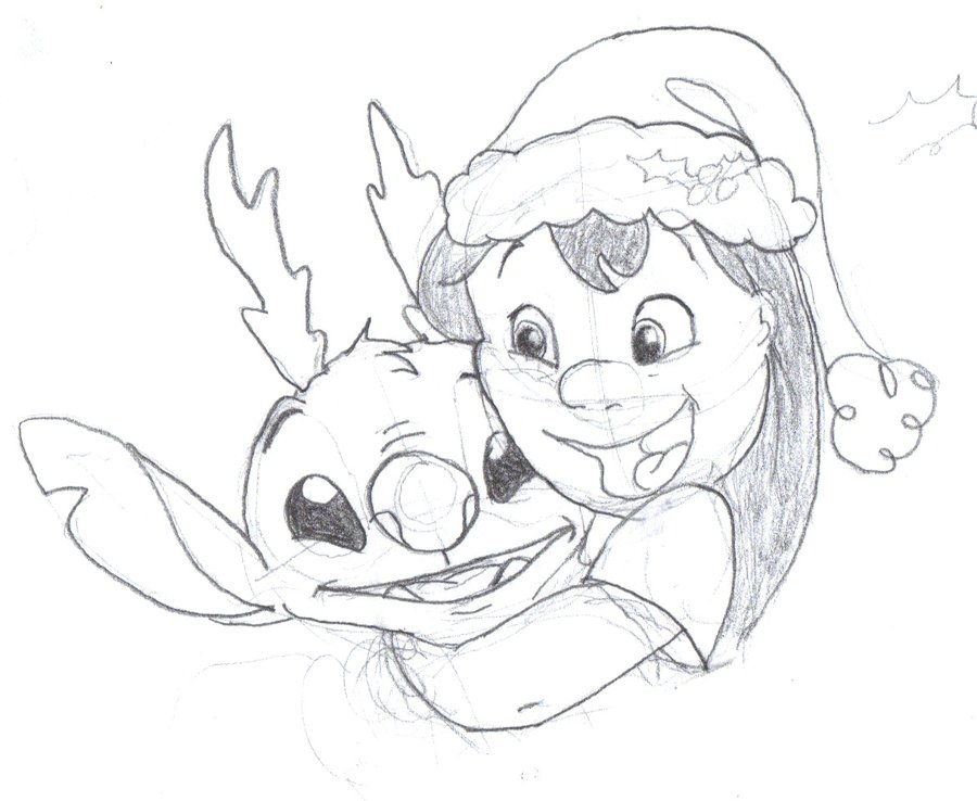 900x738 Stitch Drawing Christmas For Free Download - Christmas Themed Drawings