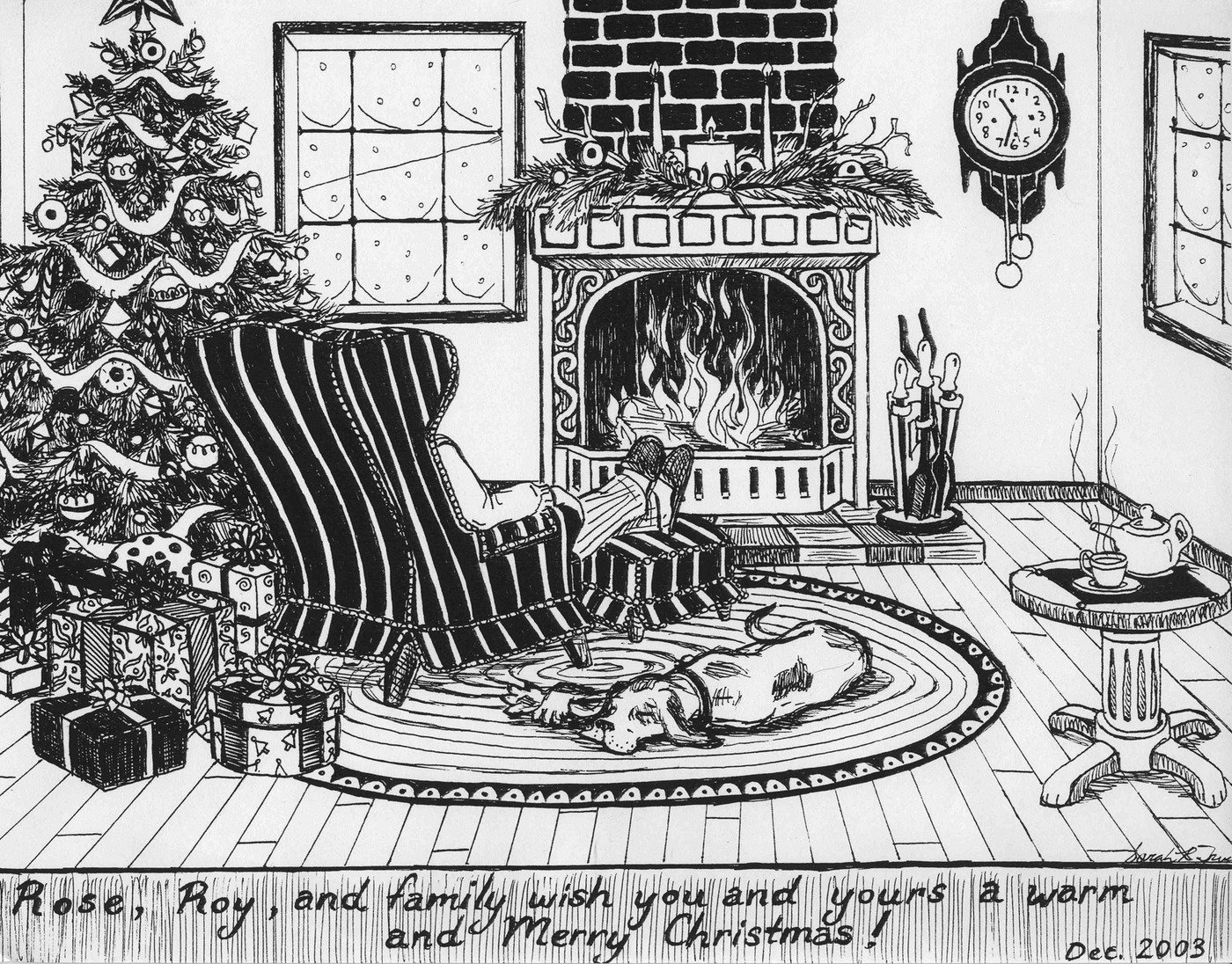 1400x1096 Line Drawings - Christmas Themed Drawings